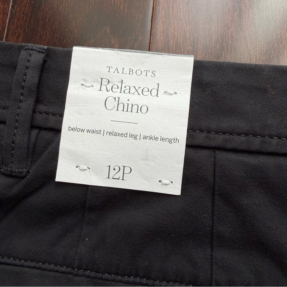 Talbots NWT Women’s Slacks Pants Size 12P Chino Relaxed Ankle Length Black Work - Picture 7 of 9